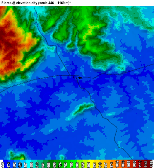 Zoom OUT 2x Flores, Brazil elevation map