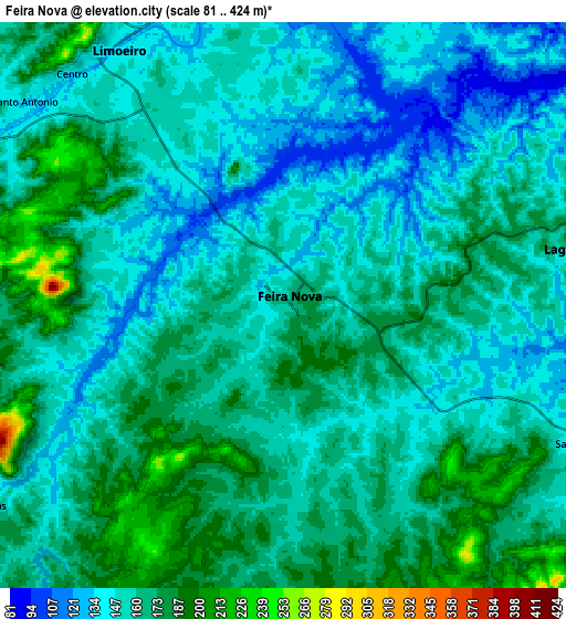 Zoom OUT 2x Feira Nova, Brazil elevation map