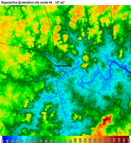 Zoom OUT 2x Esperantina, Brazil elevation map