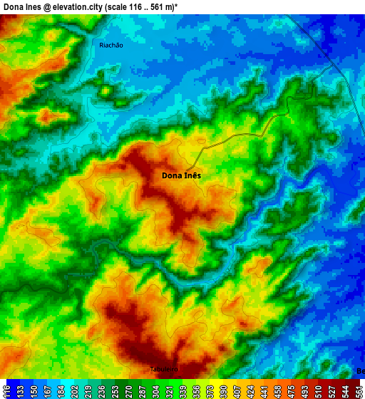 Zoom OUT 2x Dona Inês, Brazil elevation map