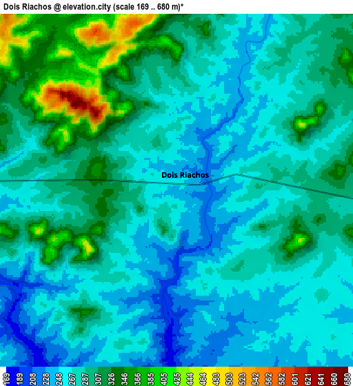 Zoom OUT 2x Dois Riachos, Brazil elevation map