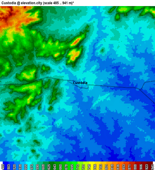 Zoom OUT 2x Custódia, Brazil elevation map