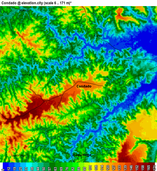 Zoom OUT 2x Condado, Brazil elevation map