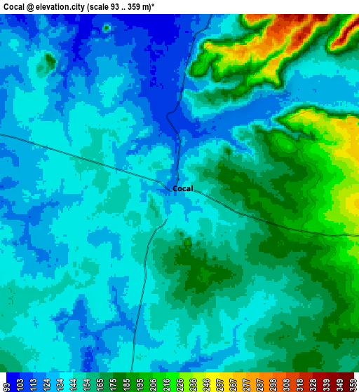 Zoom OUT 2x Cocal, Brazil elevation map