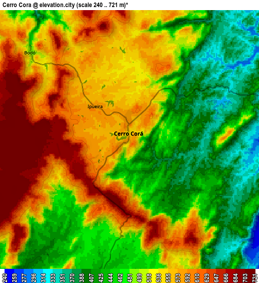 Zoom OUT 2x Cerro Corá, Brazil elevation map