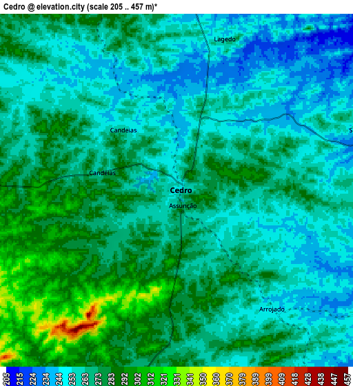 Zoom OUT 2x Cedro, Brazil elevation map