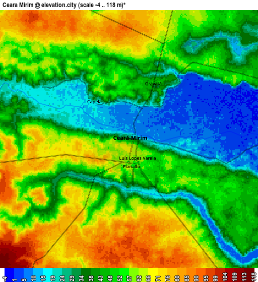 Zoom OUT 2x Ceará Mirim, Brazil elevation map