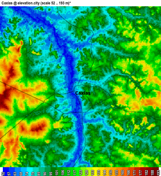 Zoom OUT 2x Caxias, Brazil elevation map