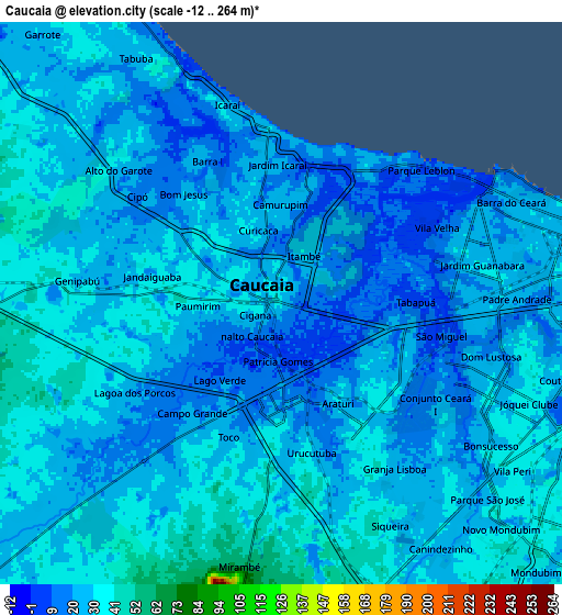 Zoom OUT 2x Caucaia, Brazil elevation map