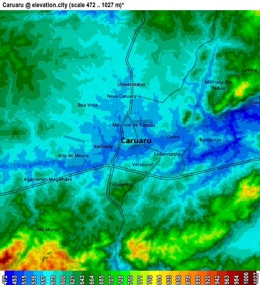 Zoom OUT 2x Caruaru, Brazil elevation map
