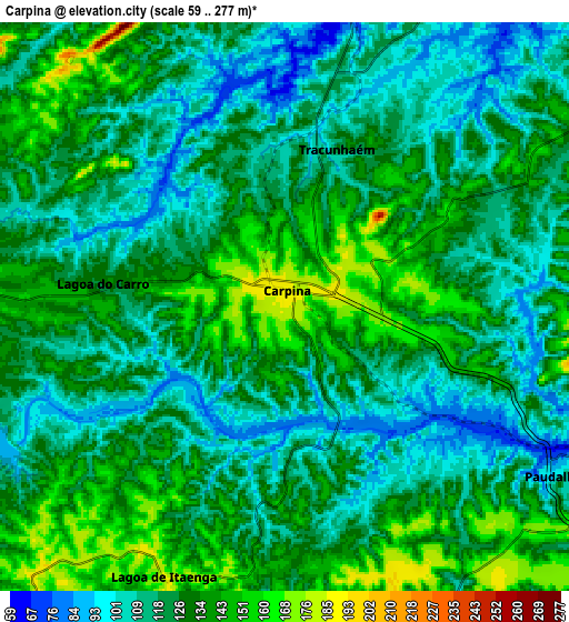 Zoom OUT 2x Carpina, Brazil elevation map