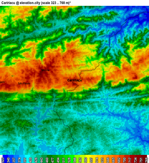 Zoom OUT 2x Caririaçu, Brazil elevation map