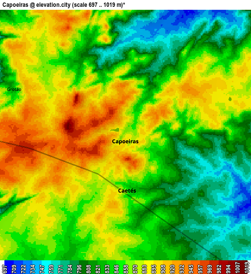 Zoom OUT 2x Capoeiras, Brazil elevation map