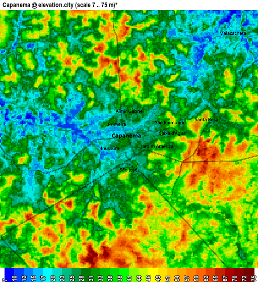 Zoom OUT 2x Capanema, Brazil elevation map