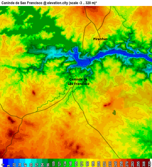 Zoom OUT 2x Canindé de São Francisco, Brazil elevation map