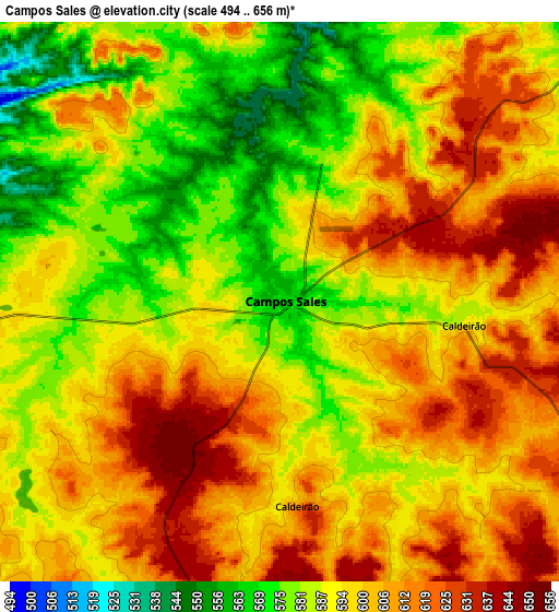 Zoom OUT 2x Campos Sales, Brazil elevation map