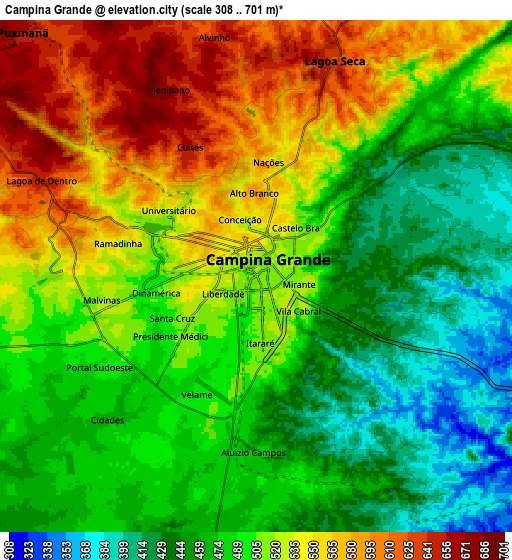 Zoom OUT 2x Campina Grande, Brazil elevation map