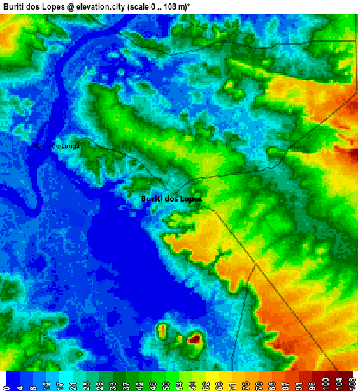 Zoom OUT 2x Buriti dos Lopes, Brazil elevation map