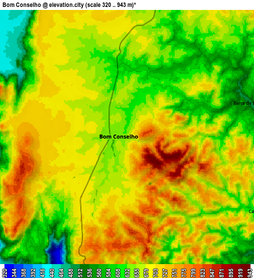 Zoom OUT 2x Bom Conselho, Brazil elevation map