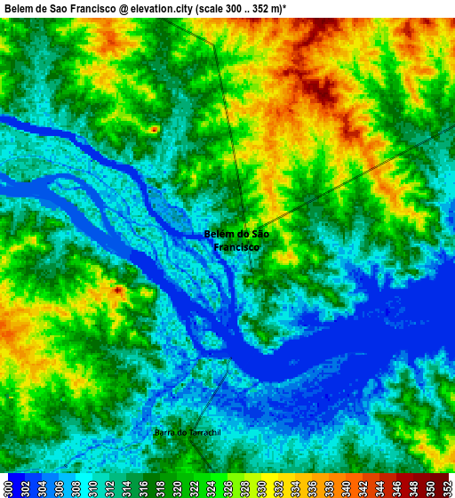 Zoom OUT 2x Belém de São Francisco, Brazil elevation map