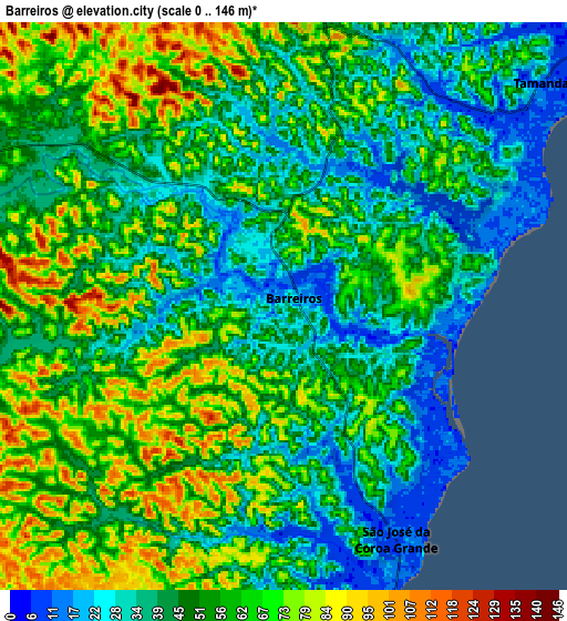 Zoom OUT 2x Barreiros, Brazil elevation map