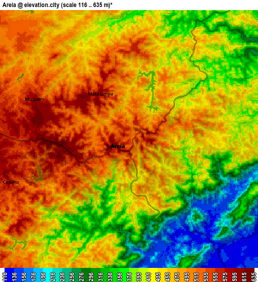 Zoom OUT 2x Areia, Brazil elevation map