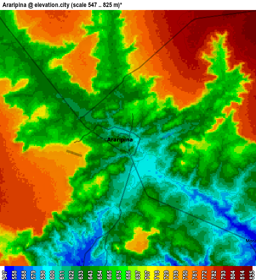 Zoom OUT 2x Araripina, Brazil elevation map