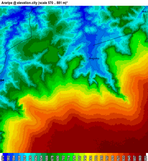 Zoom OUT 2x Araripe, Brazil elevation map