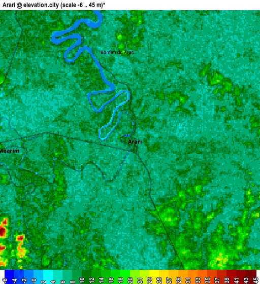 Zoom OUT 2x Arari, Brazil elevation map