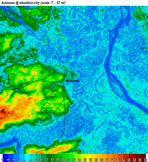 Zoom OUT 2x Araioses, Brazil elevation map