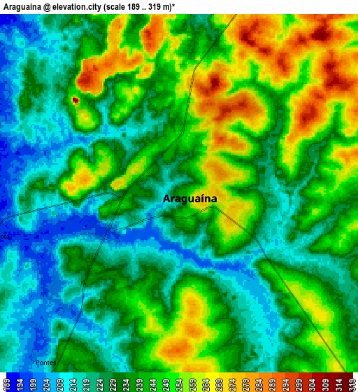 Zoom OUT 2x Araguaína, Brazil elevation map