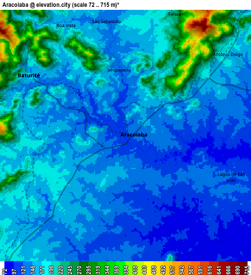 Zoom OUT 2x Aracoiaba, Brazil elevation map