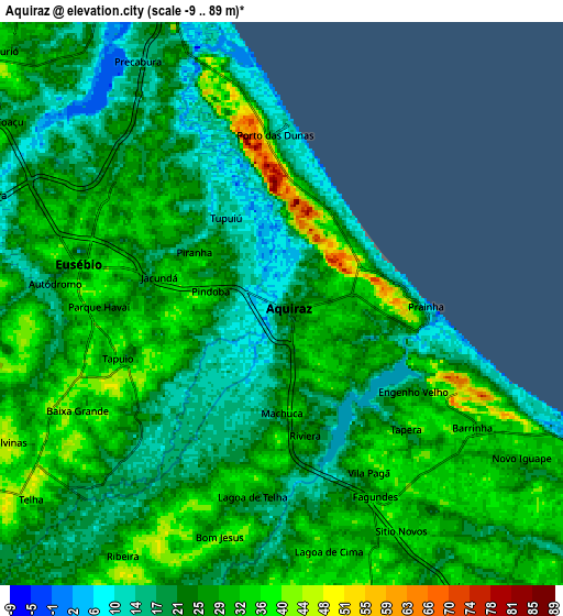 Zoom OUT 2x Aquiraz, Brazil elevation map