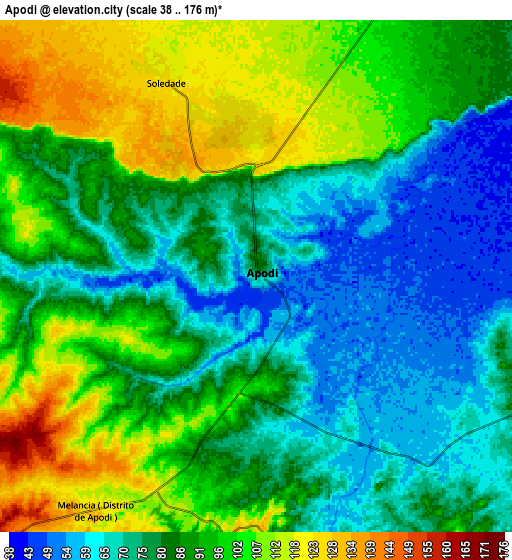 Zoom OUT 2x Apodi, Brazil elevation map