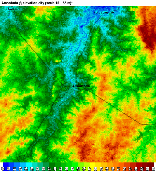 Zoom OUT 2x Amontada, Brazil elevation map