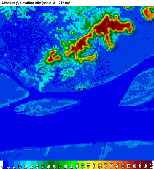 Zoom OUT 2x Almeirim, Brazil elevation map