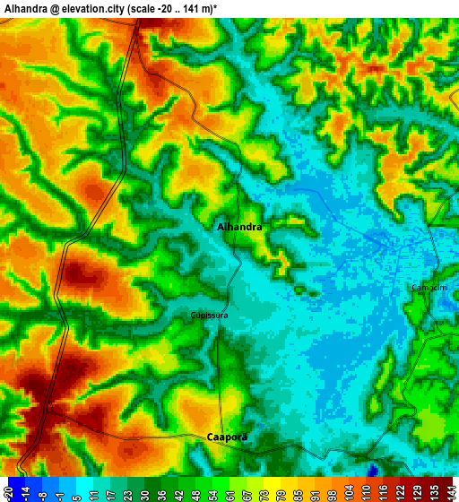 Zoom OUT 2x Alhandra, Brazil elevation map
