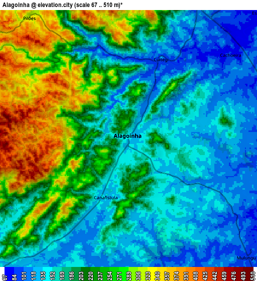 Zoom OUT 2x Alagoinha, Brazil elevation map