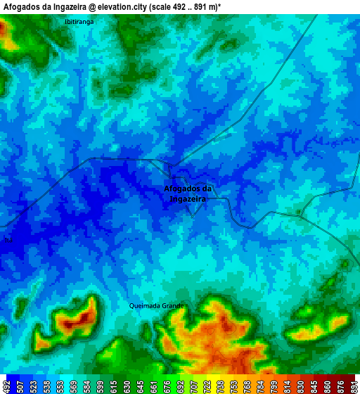 Zoom OUT 2x Afogados da Ingazeira, Brazil elevation map