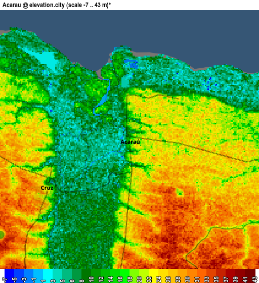 Zoom OUT 2x Acaraú, Brazil elevation map