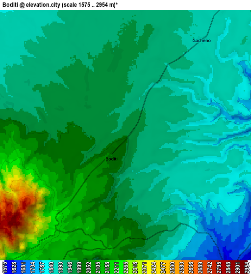 Zoom OUT 2x Bodītī, Ethiopia elevation map