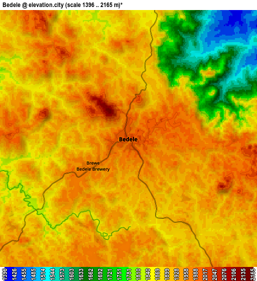 Zoom OUT 2x Bedelē, Ethiopia elevation map
