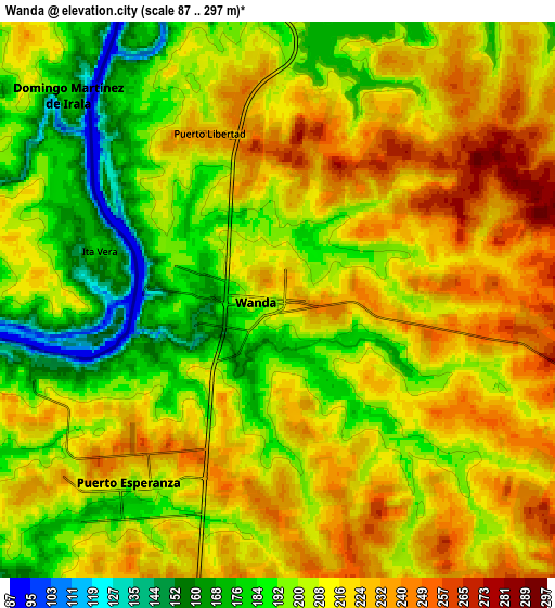 Zoom OUT 2x Wanda, Argentina elevation map