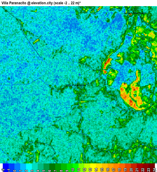 Zoom OUT 2x Villa Paranacito, Argentina elevation map