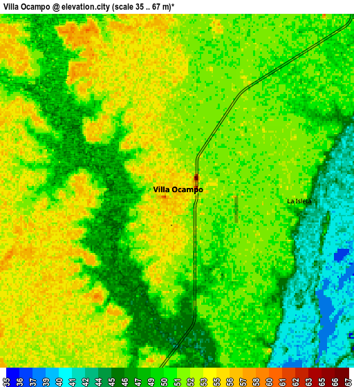 Zoom OUT 2x Villa Ocampo, Argentina elevation map