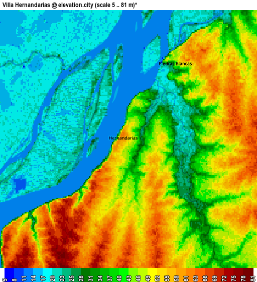 Zoom OUT 2x Villa Hernandarias, Argentina elevation map