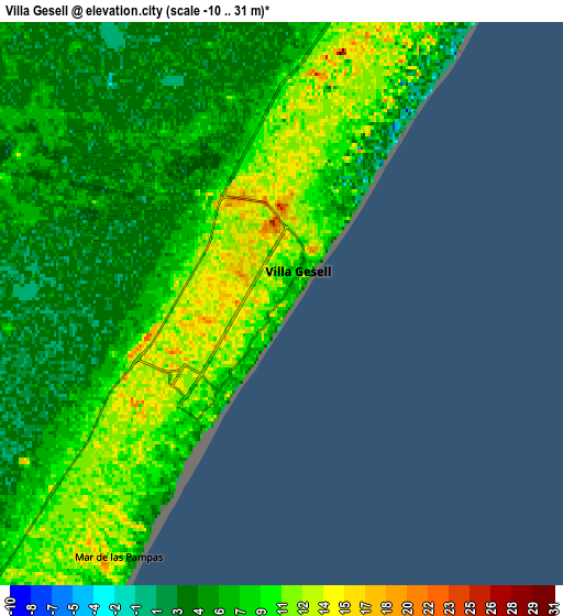 Zoom OUT 2x Villa Gesell, Argentina elevation map