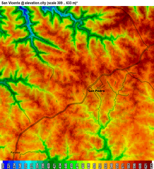 Zoom OUT 2x San Vicente, Argentina elevation map