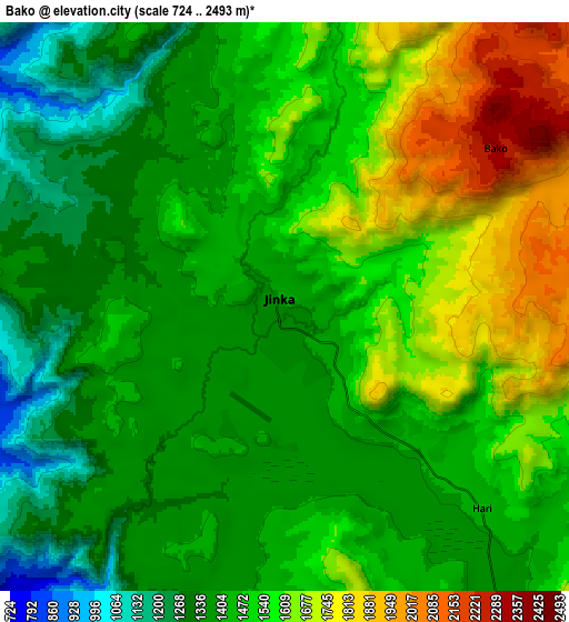 Zoom OUT 2x Bako, Ethiopia elevation map