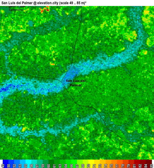 Zoom OUT 2x San Luis del Palmar, Argentina elevation map